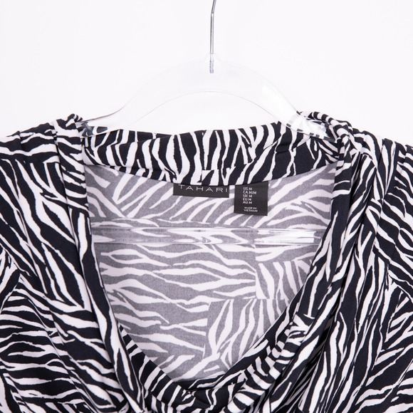 Tahari Zebra Print Sleeveless Cowl Neck Blouse Top - Size M - Picture 5 of 12